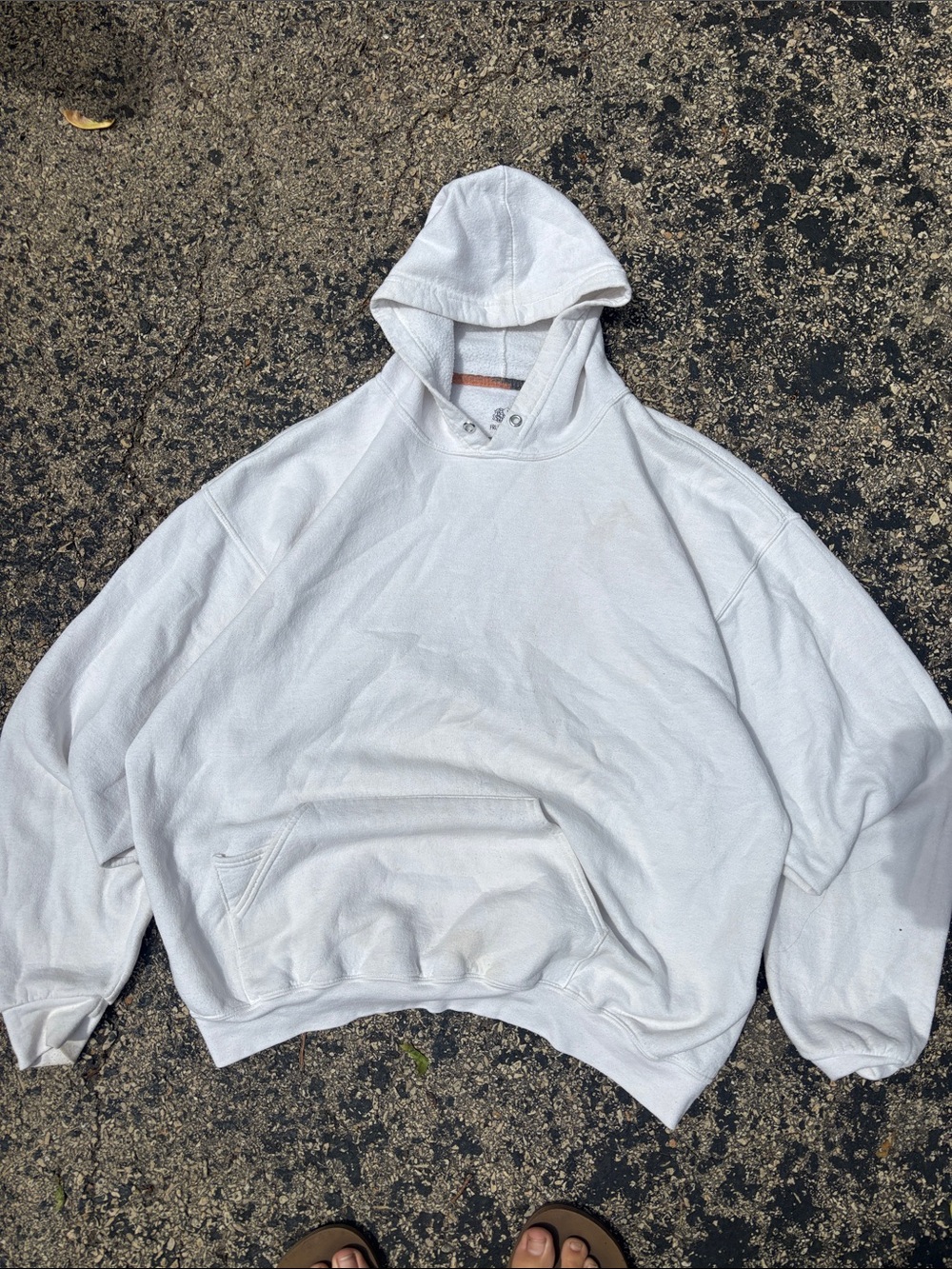 Vintage Y2K Fruit of the Loom Mens XL Heavy Cotton Blank White Pullover Hoodie